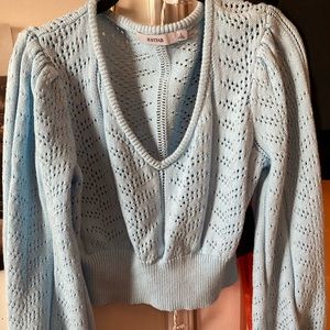 Just Fab Light Blue Cropped Sweater